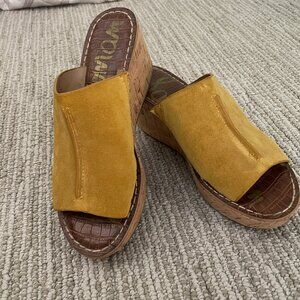 Sam Edelman Ranger slip-on cork wedge sandals, Gold. Sz: 8M